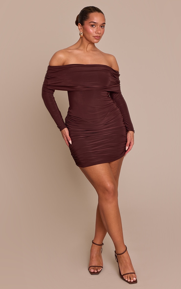 Shape Chocolate Slinky Twist Cut Out Detail Mini Dress image 3