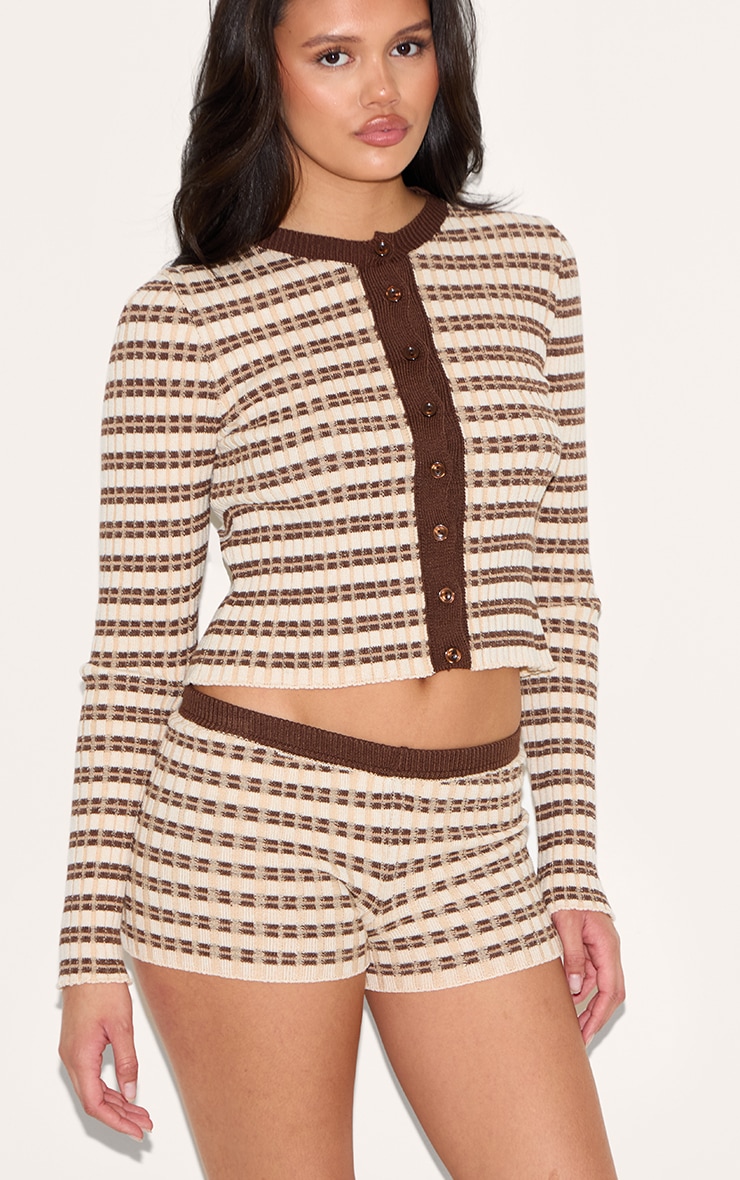 Chocolate Stripe Knitted Shorts image 5
