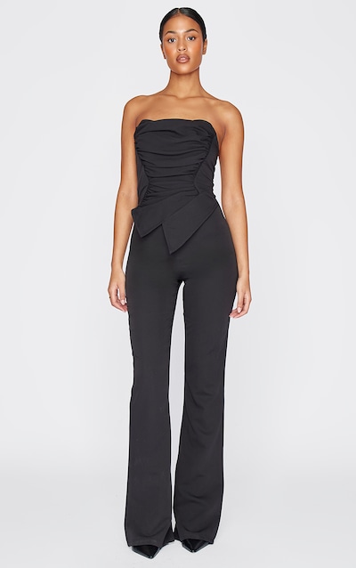 Tall Combinaison bustier noire à corset pointu et détail froncé