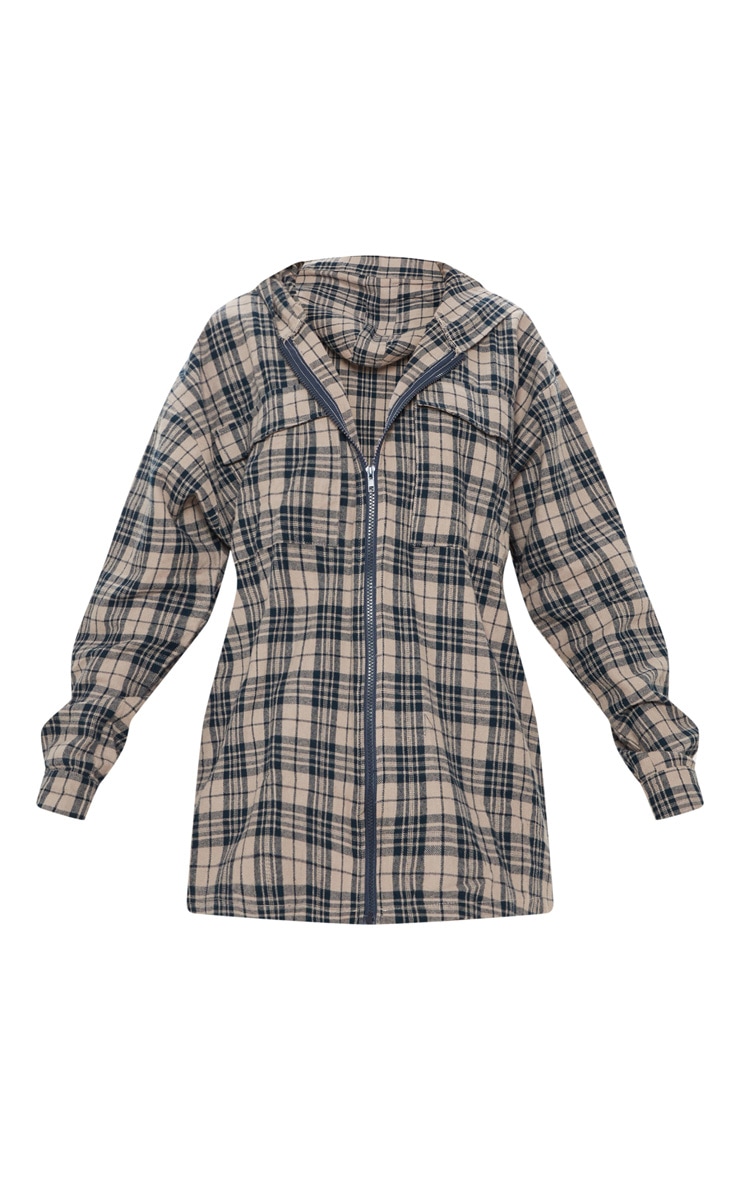 Stone Oversized Flannel Checked Shirt image 3