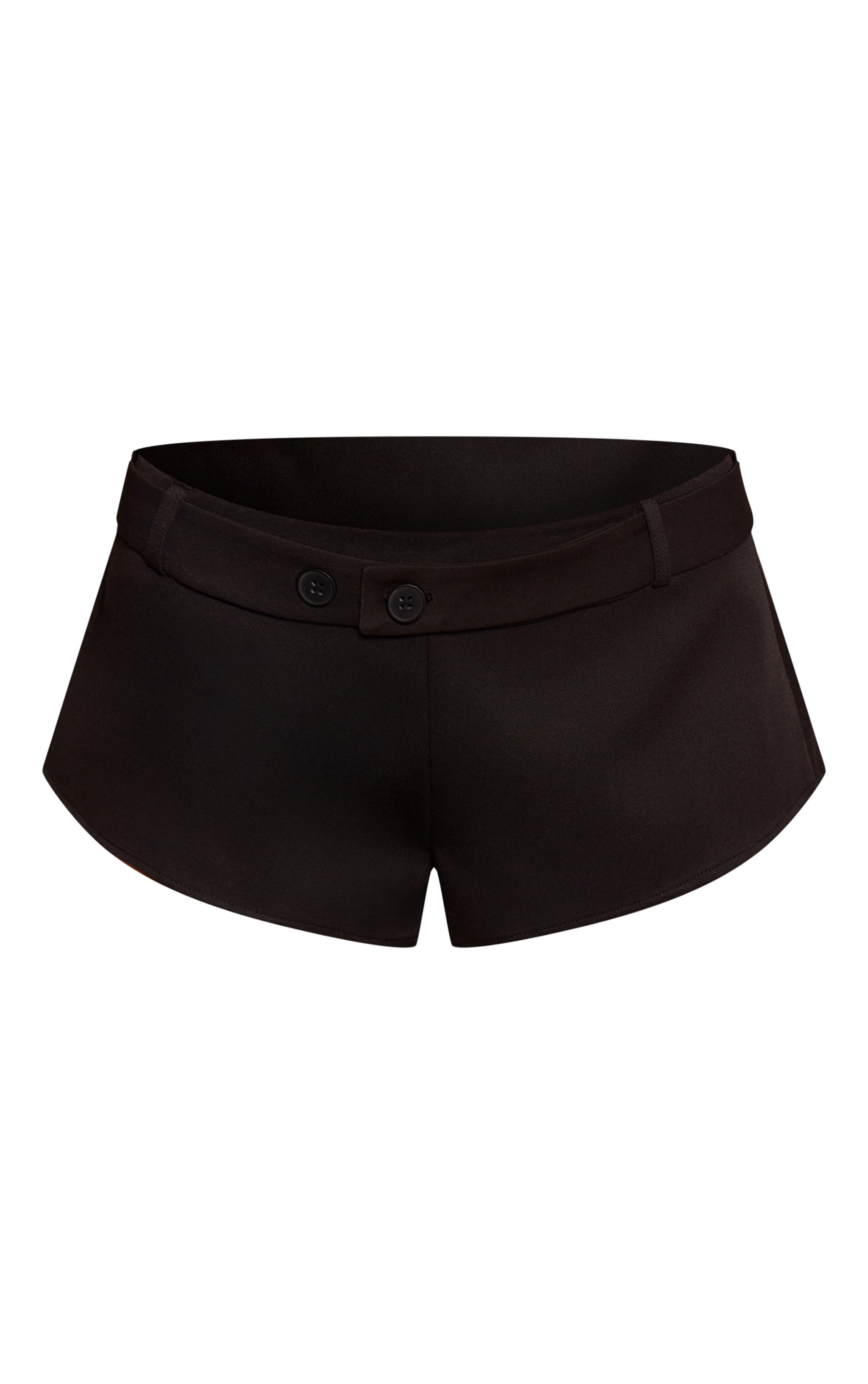 Black Low Waist Button Detail Shorts image 6