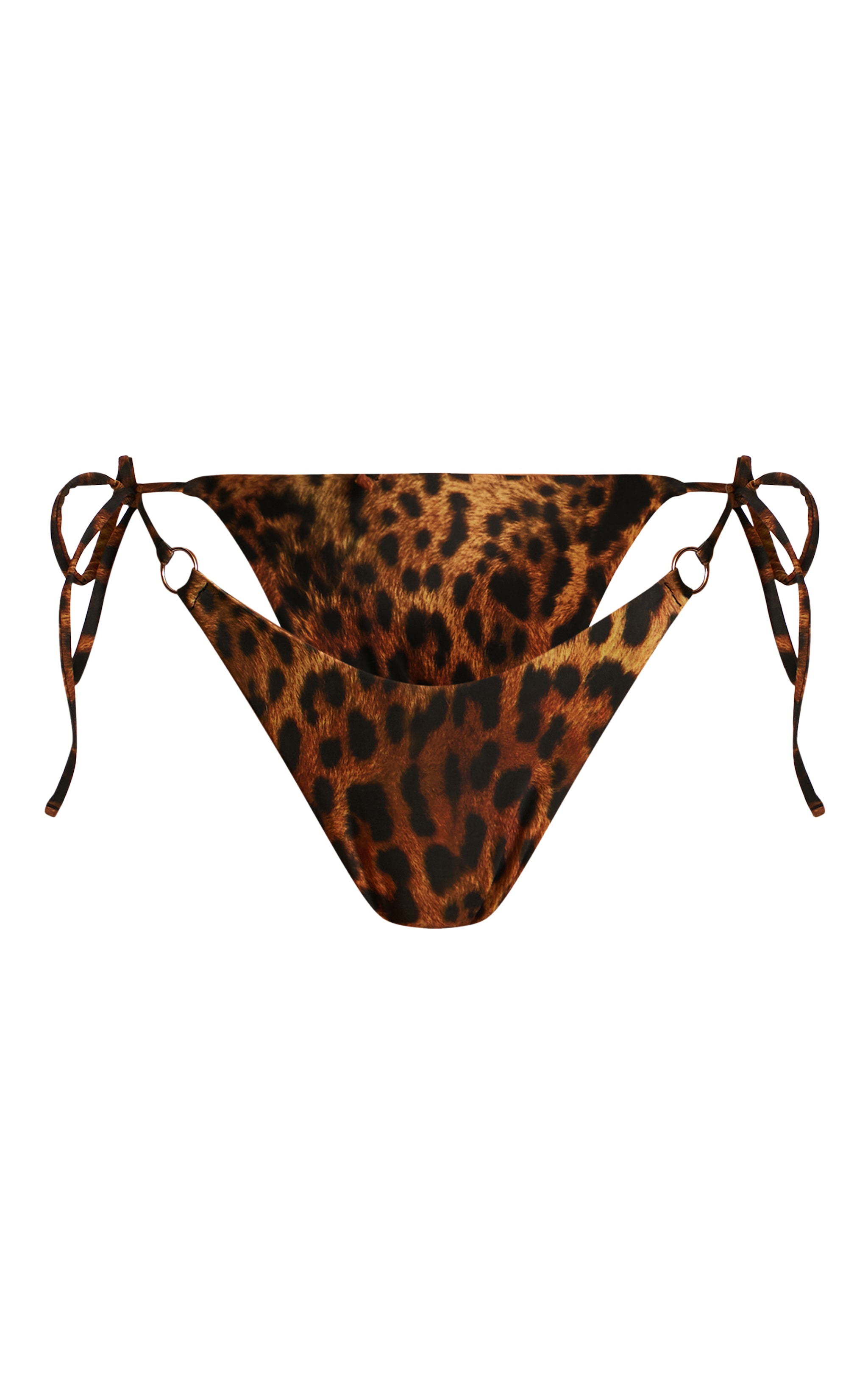 Brown Leopard Print Mini O Ring Tie Side Bikini Bottoms image 5