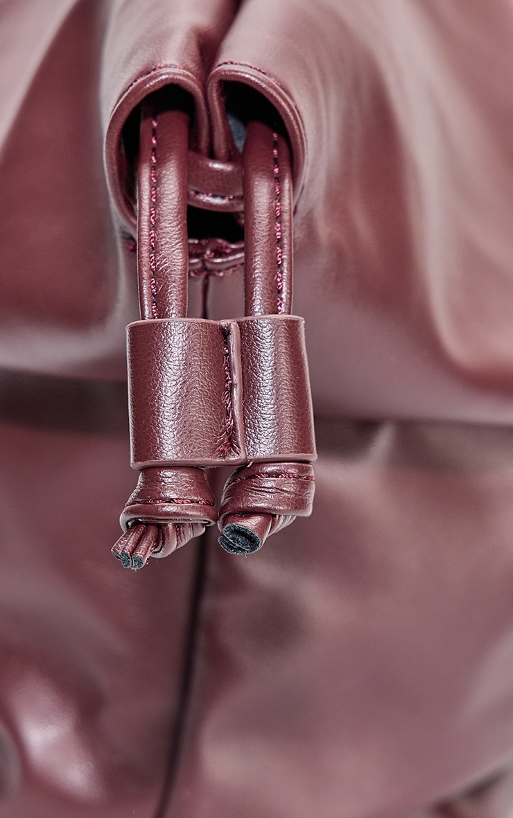 Plum PU Oversize Drawstring Clutch Bag image 4