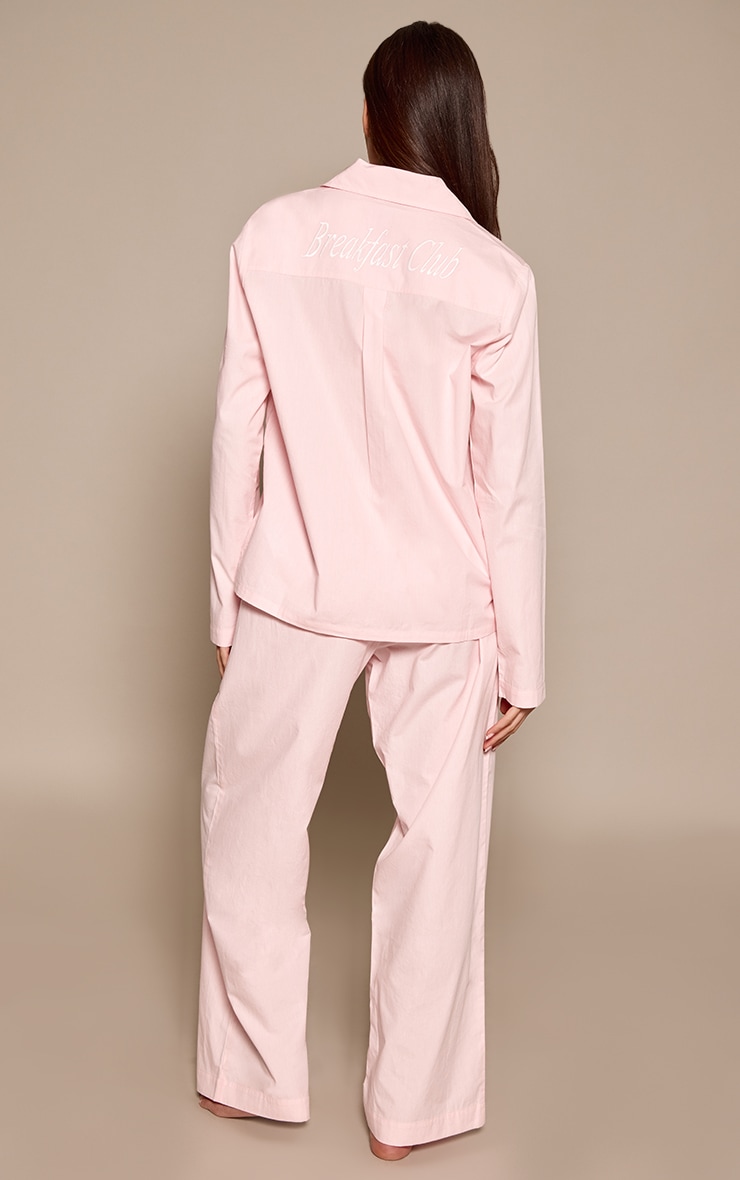 Baby Pink Contrast Breakfast Club Button Up Pyjamas image 4