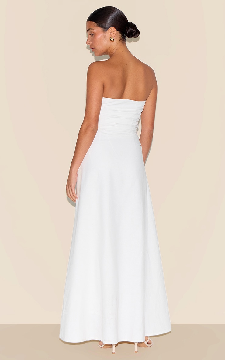 Petite Robe bustier longue en effet lin blanc image 2