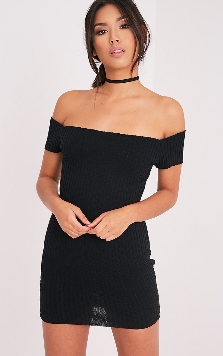 black bardot mini dress