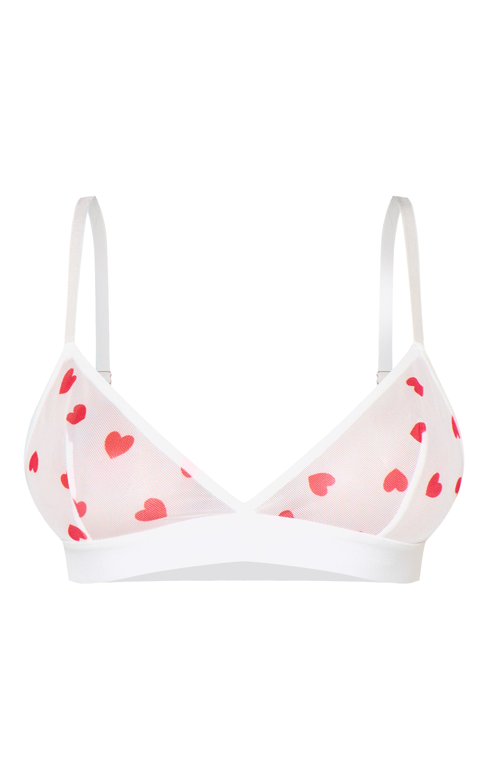 White Mesh Heart Triangle Bralette image 5