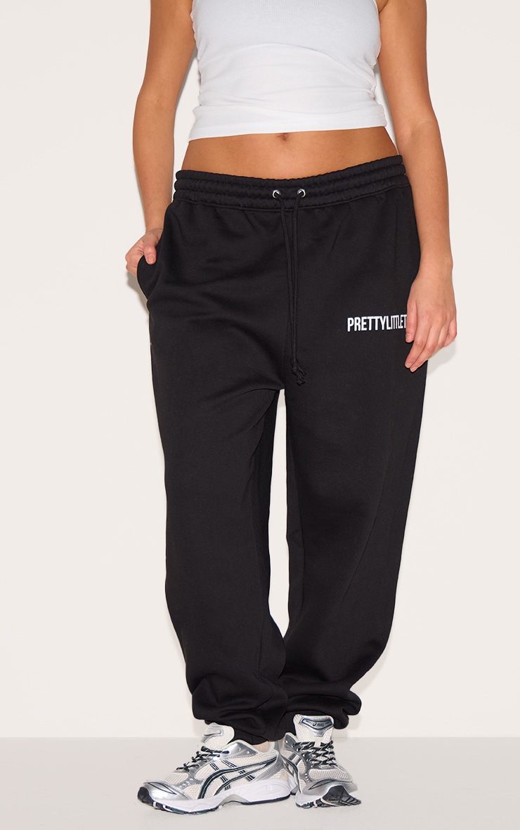 PRETTYLITTLETHING Plus Deep Black High Waisted Cuffed Joggers image 2
