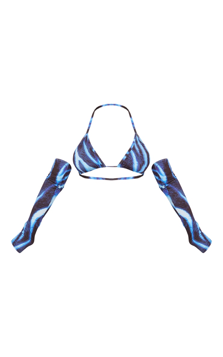Shape Blue Zebra Print Slinky Wrap Bralet image 5