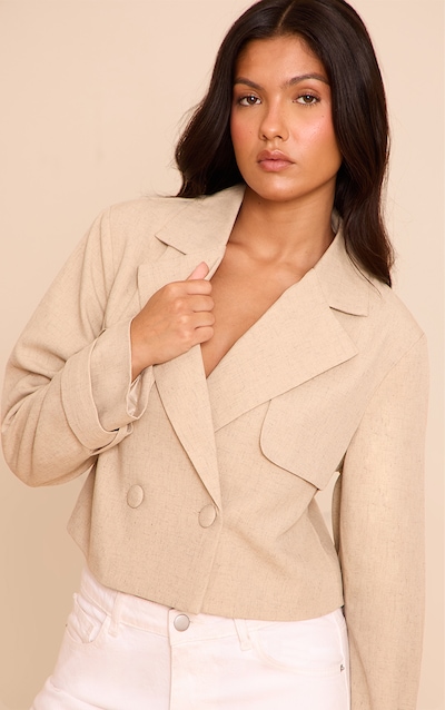 Stone Linen Look Short Trench