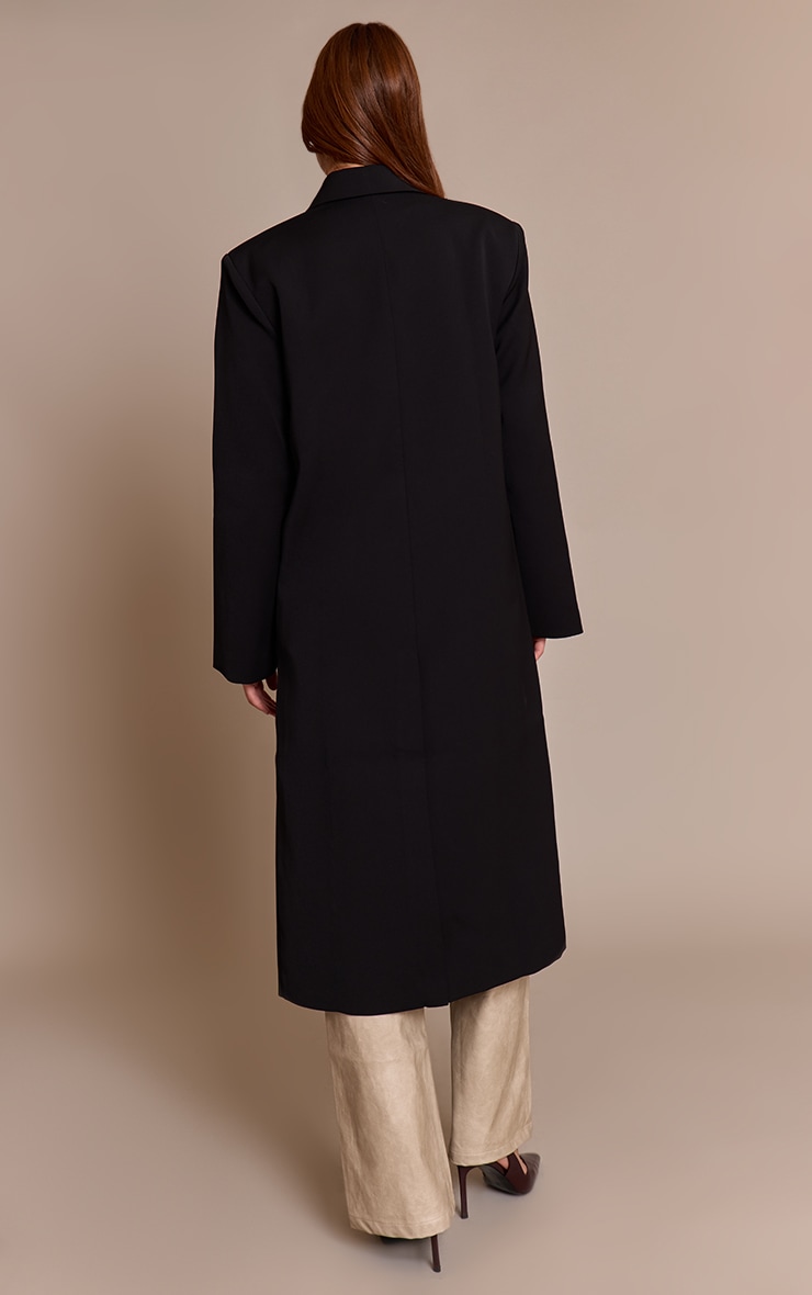 Black Maxi Tailored Double Breasted Jacket | Outerwear | PLT USA