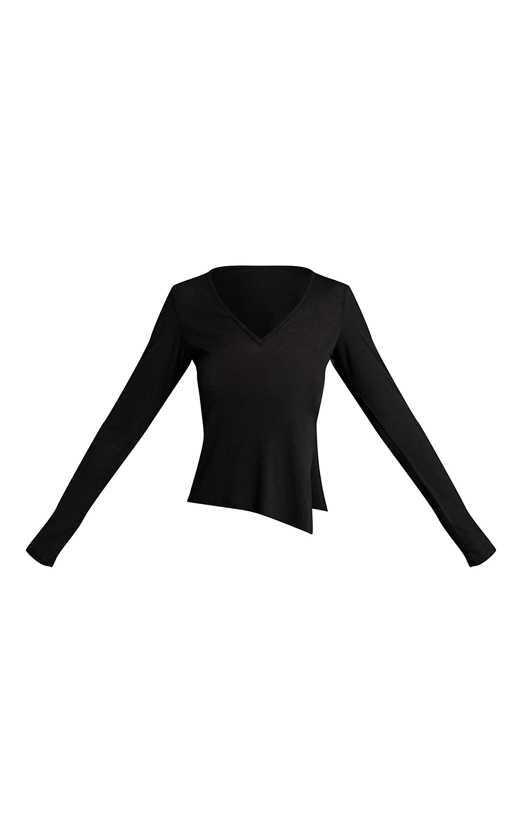 Black Burnout Mesh V Neck Long Sleeve Top image 5