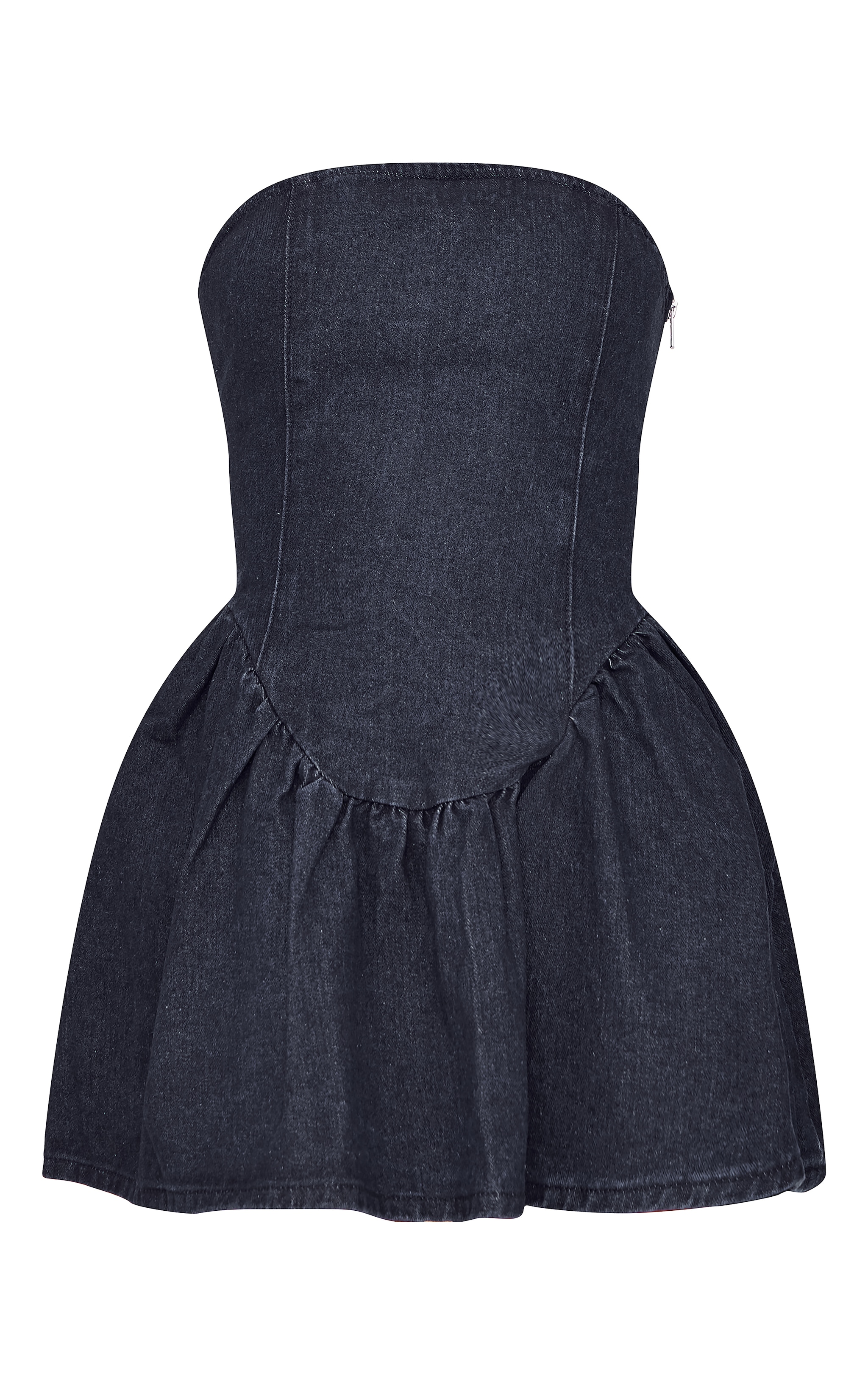 Indigo Lace Up Back Denim Puffball Dress image 5