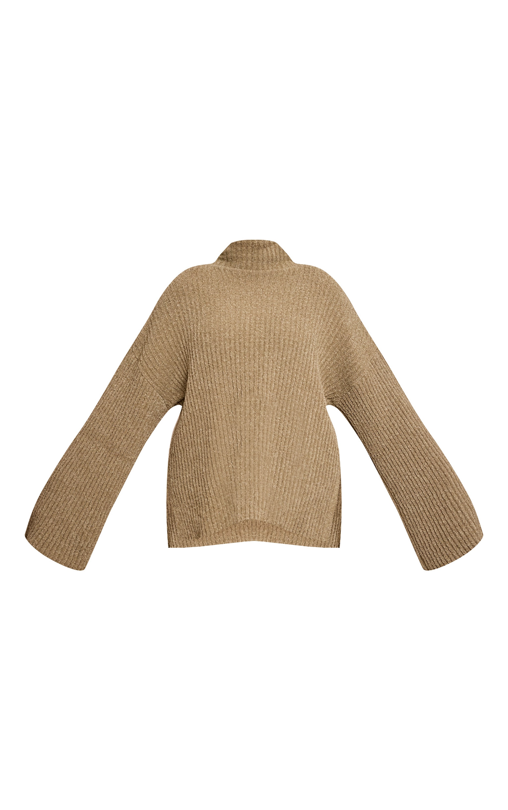 Plus Khaki Rib Boucle Knit Oversized Sweater image 5