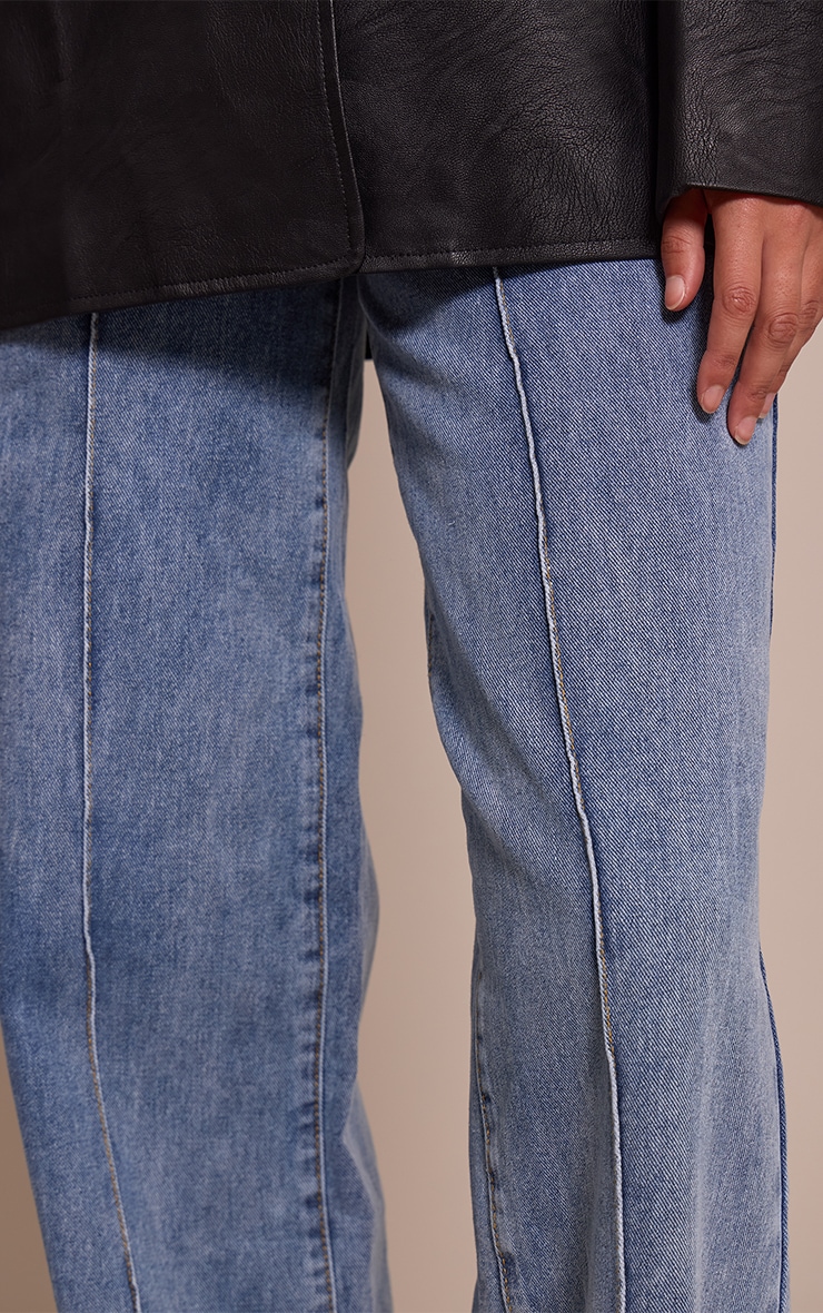  Tall Vintage Mid Wash Seam Wide Leg Jeans