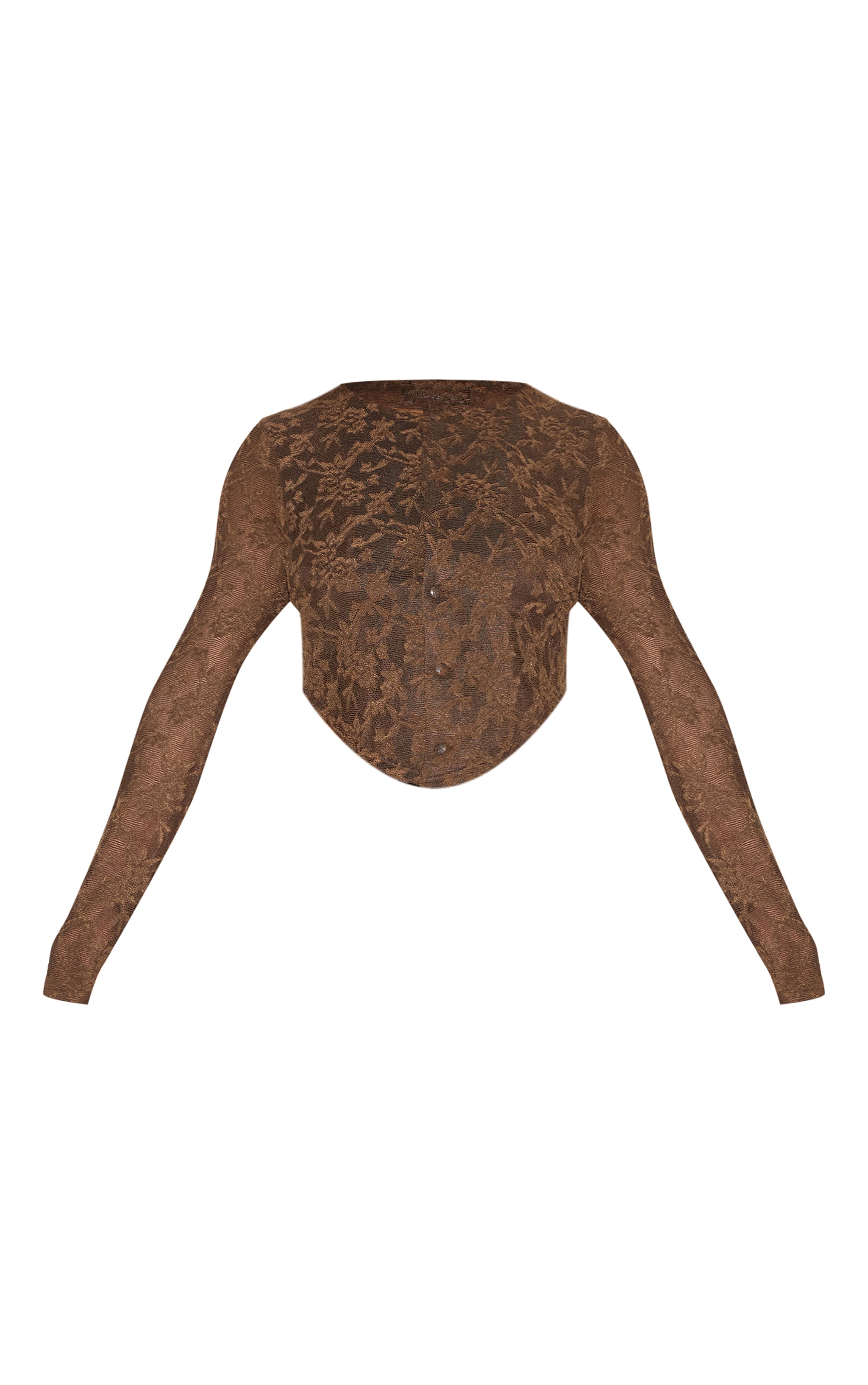 Shape Chocolate Textured Lace Button Front Cardigan image 5