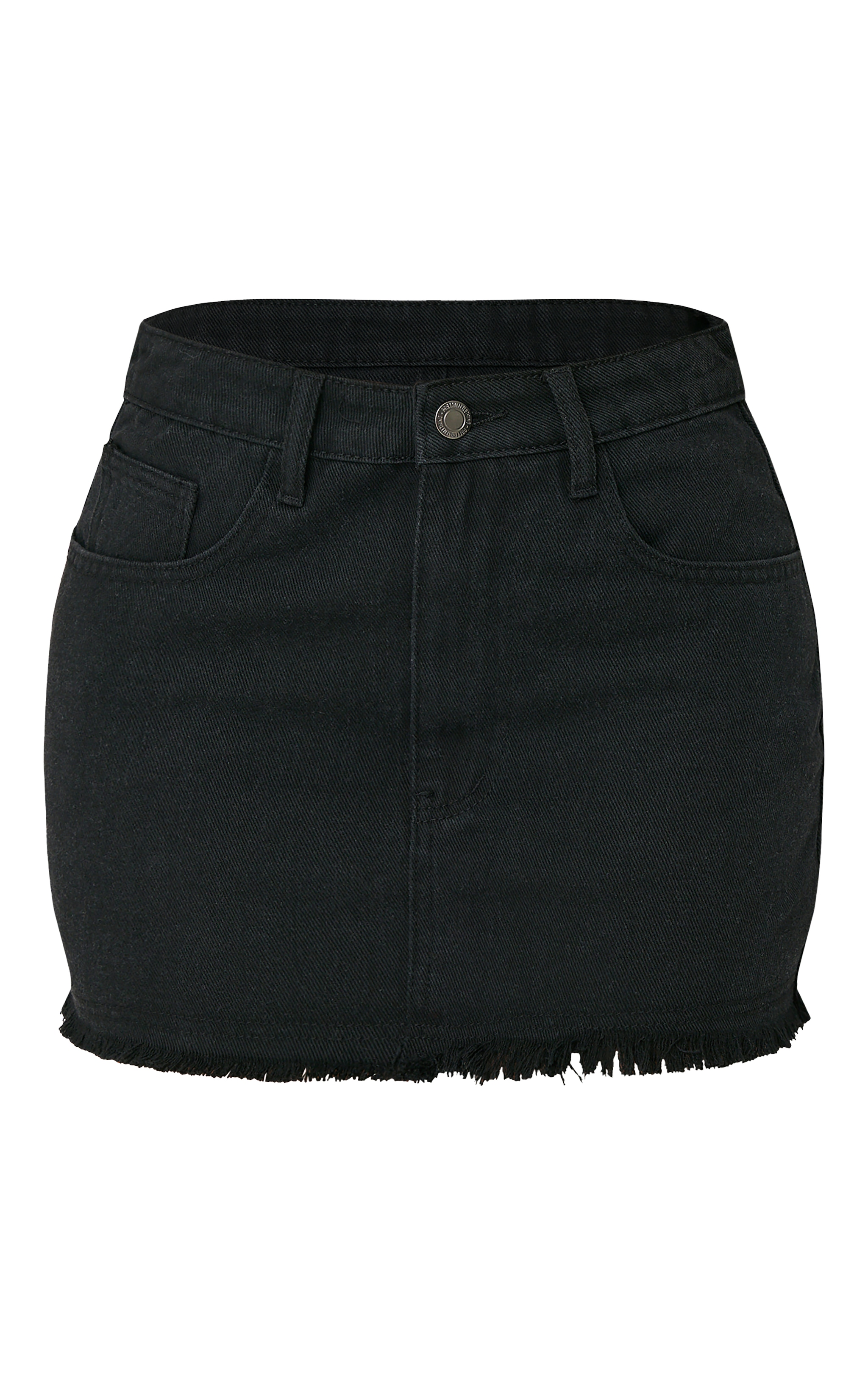 Petite Mini-jupe noire délavée à ourlet élimé image 6
