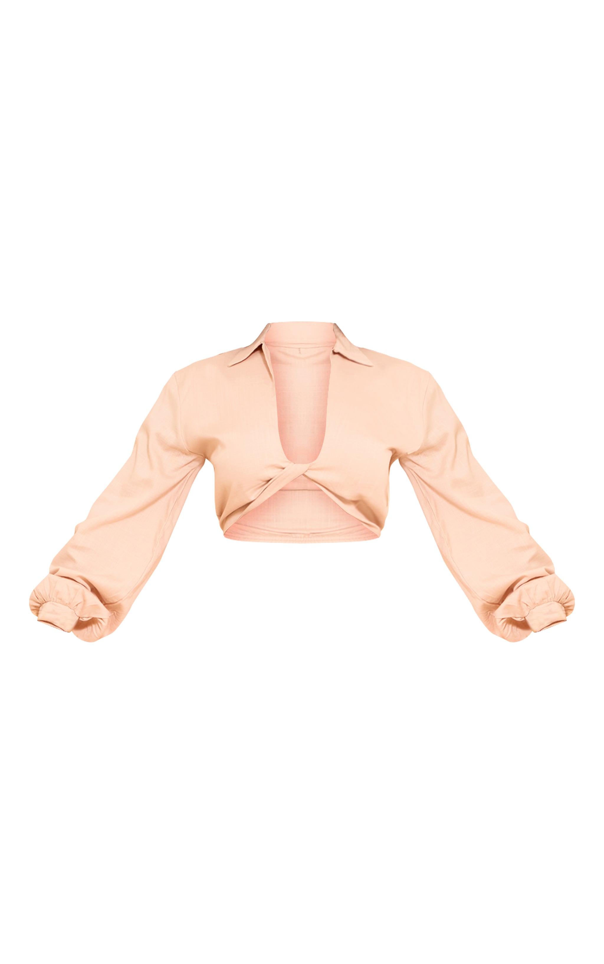 Shape Stone Linen Twist Front Collared Crop Top image 5