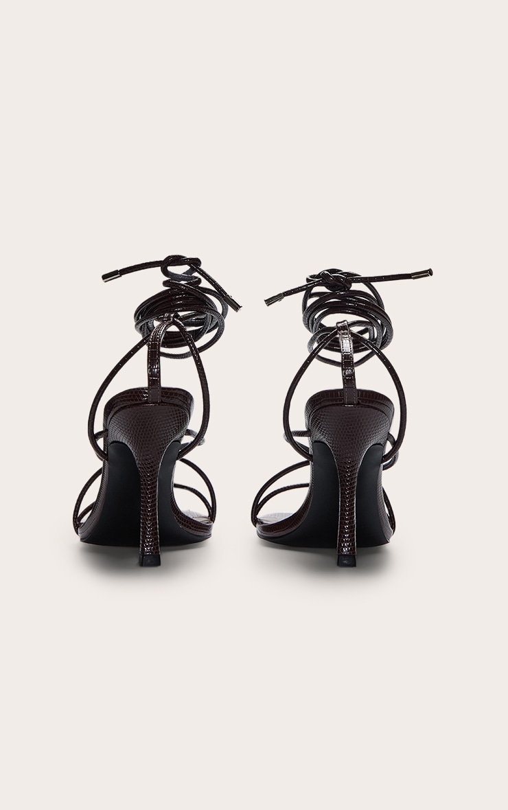 Chocolate Snake Twist Strappy Round Toe Heeled Sandals image 4