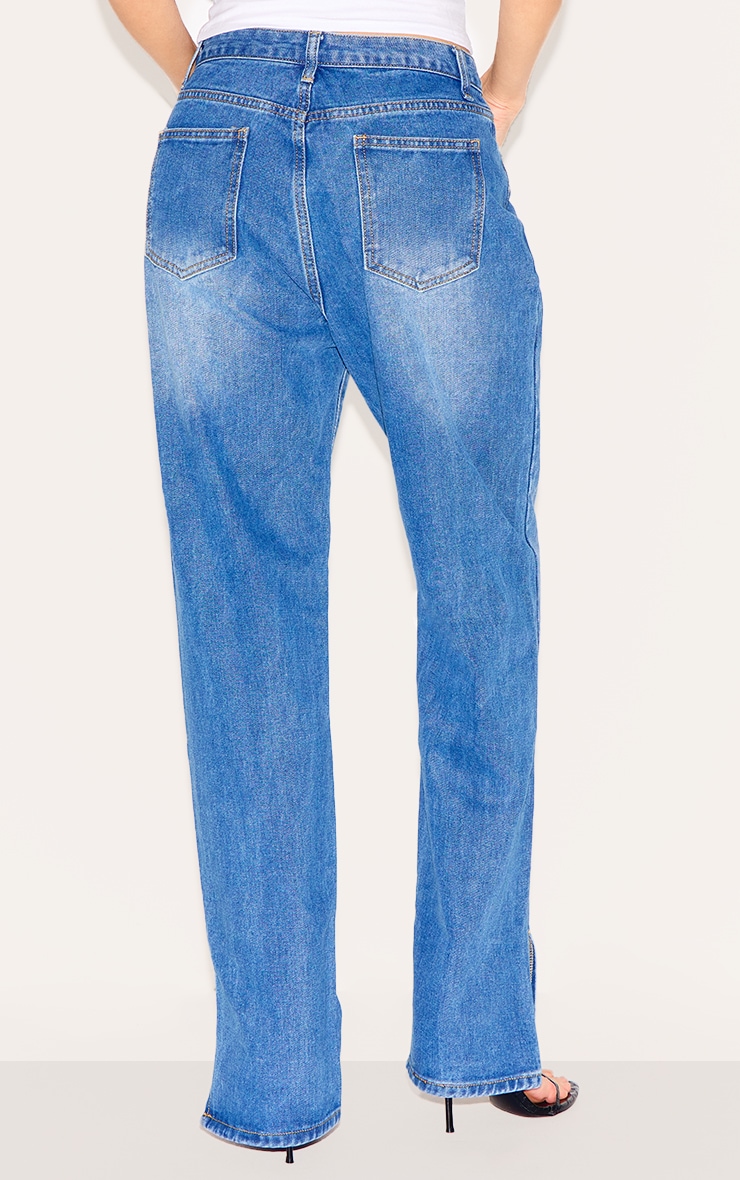 Mid Blue Wash L30 Denim Split Hem Jeans image 3