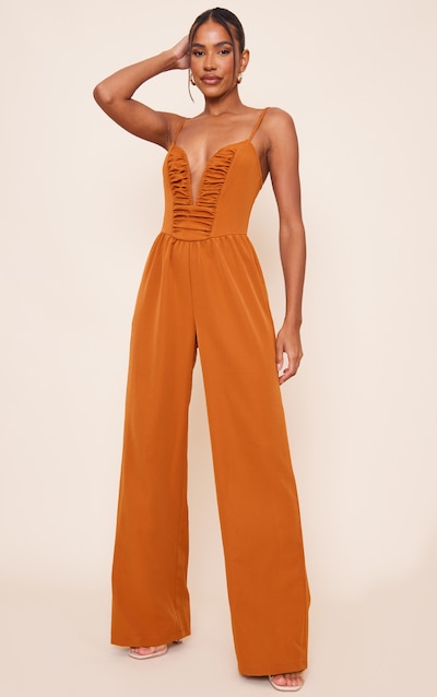 Basic Bae Cutout Ruched Bootcut Sleeveless Active Jumpsuit