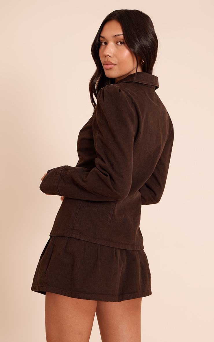 Dark Chocolate Cinched Waist Denim Shirt image 2