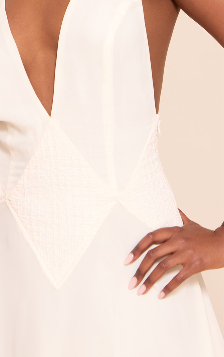 White Plunge Textured Detail Maxi Dress image 4
