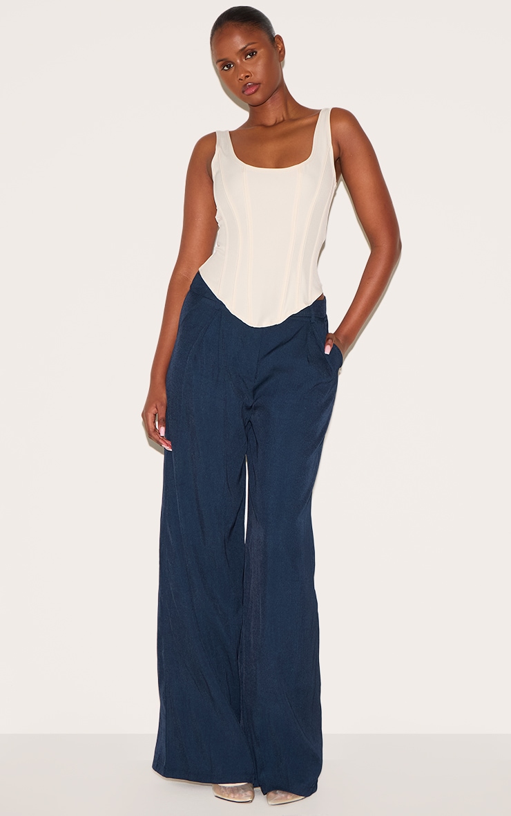 Cream Boned Dip Hem Longline Corset image 3
