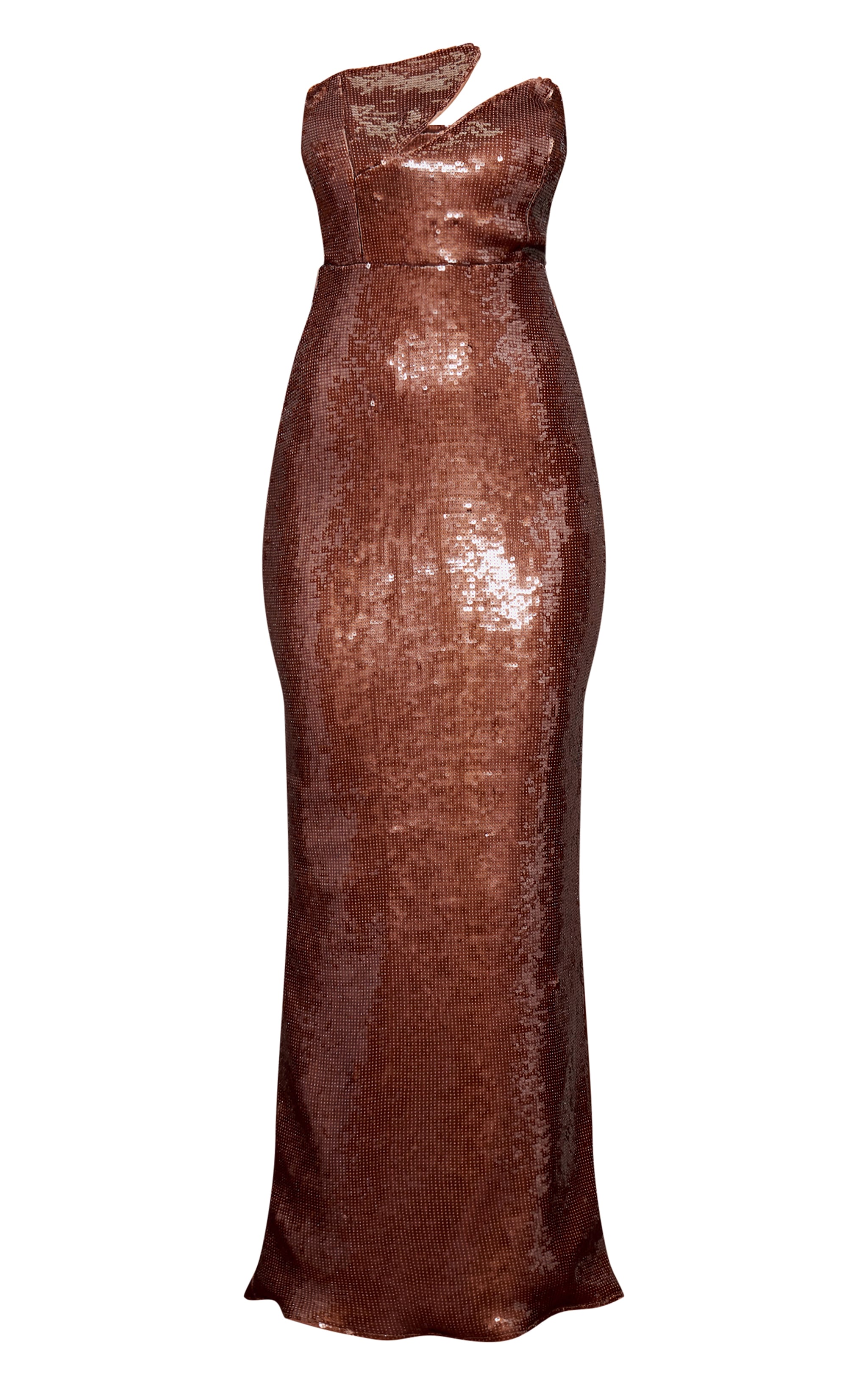 Robe bustier longue marron à sequins et armatures image 5