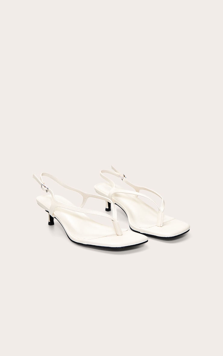 Cream Toe Thong Kitten Heeled Sandal image 3