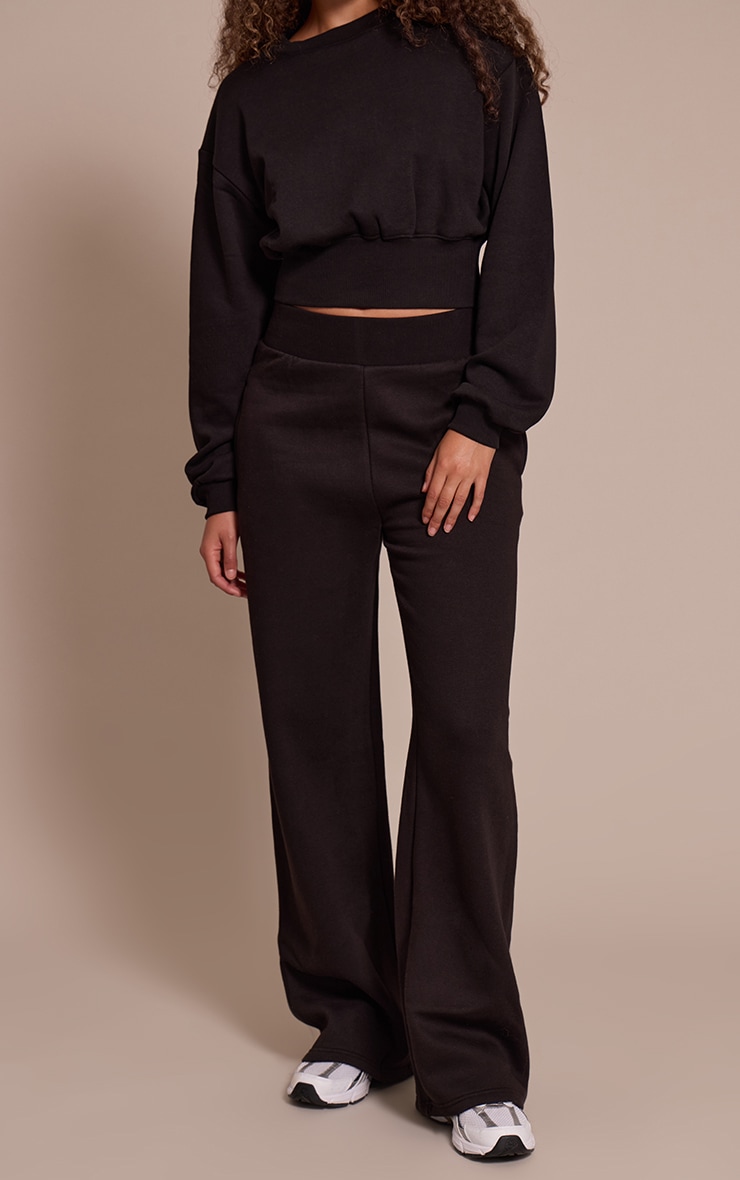 Tall Black High Waisted Wide Leg Sweatpants image 2