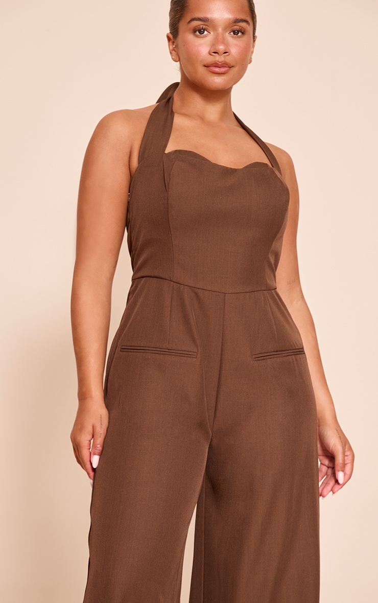 Shape Mocha Tailored Halterneck Wide Leg Jumpsuit image 4