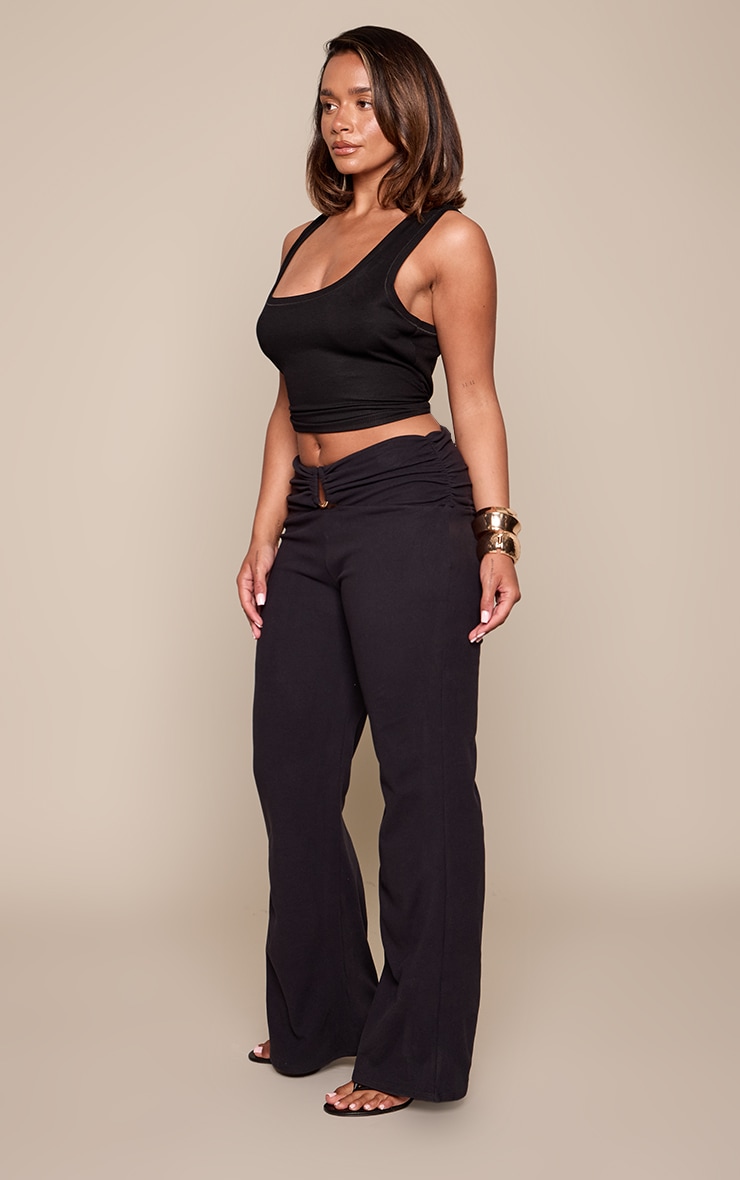Shape Black Soft Touch Buckle Detail Flared Pants image 2