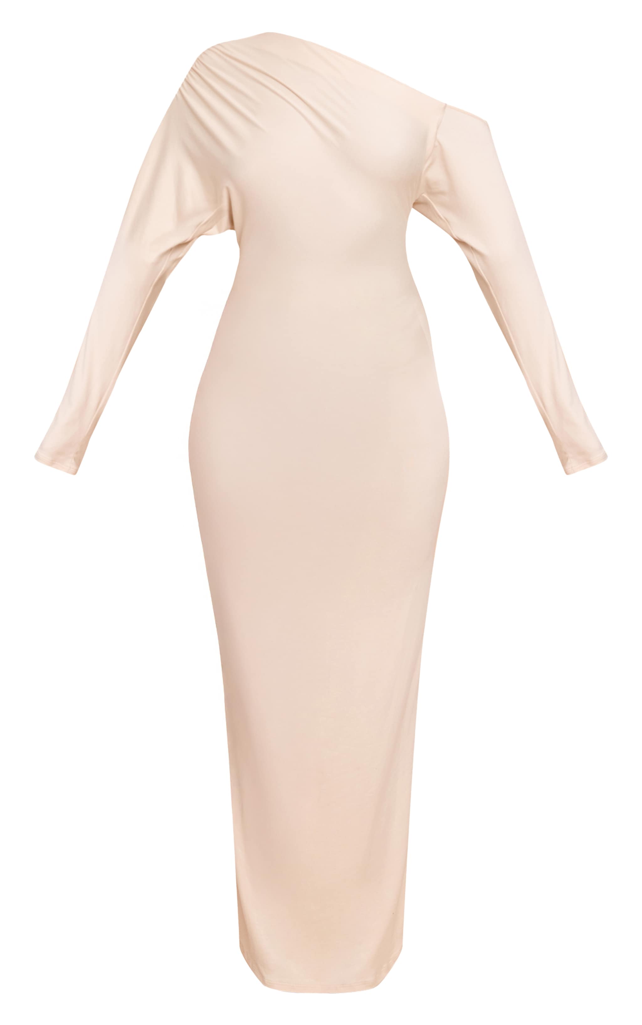 Almond Soft Touch One Shoulder Long Sleeve Maxi Dress image 5
