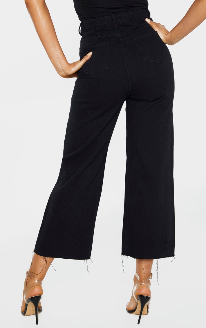 Tall Black Wide Leg Cropped Jeans Tall PrettyLittleThing CA