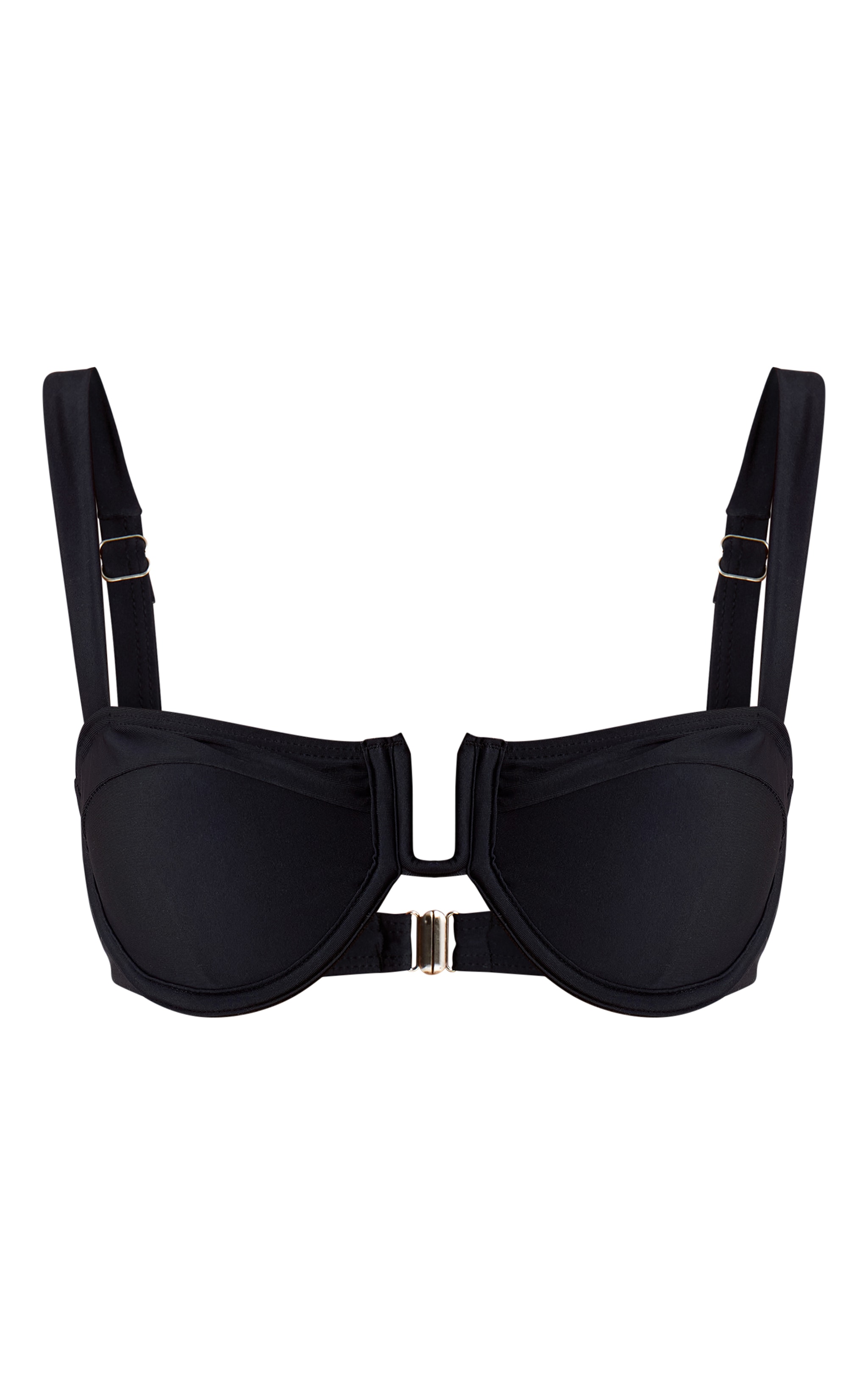 Haut de maillot de bain noir à armatures et barre en U image 5