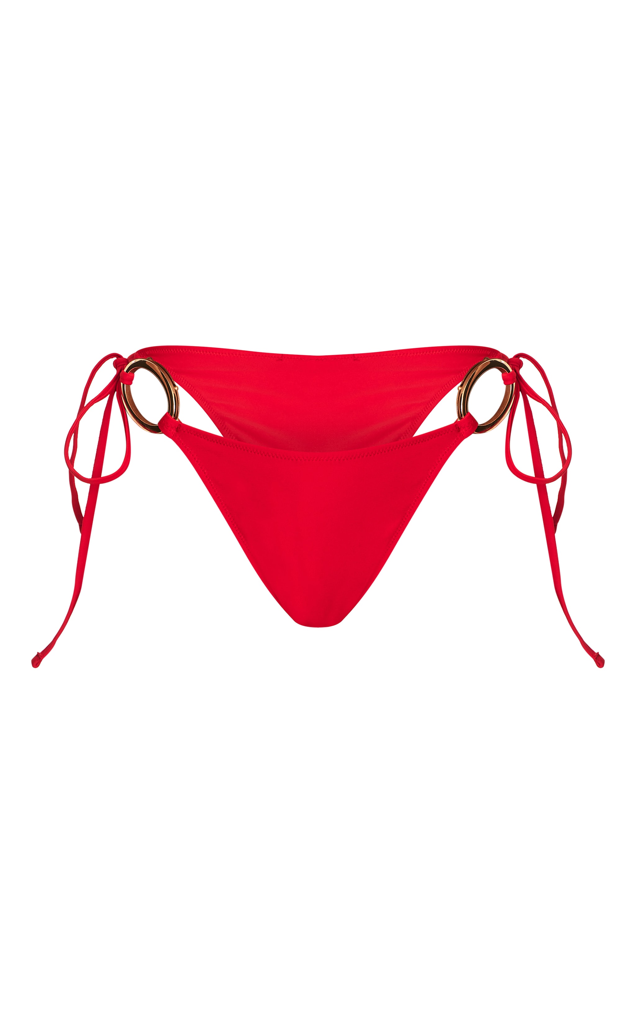Red O Ring Trim Tie Side Bikini Bottoms image 5