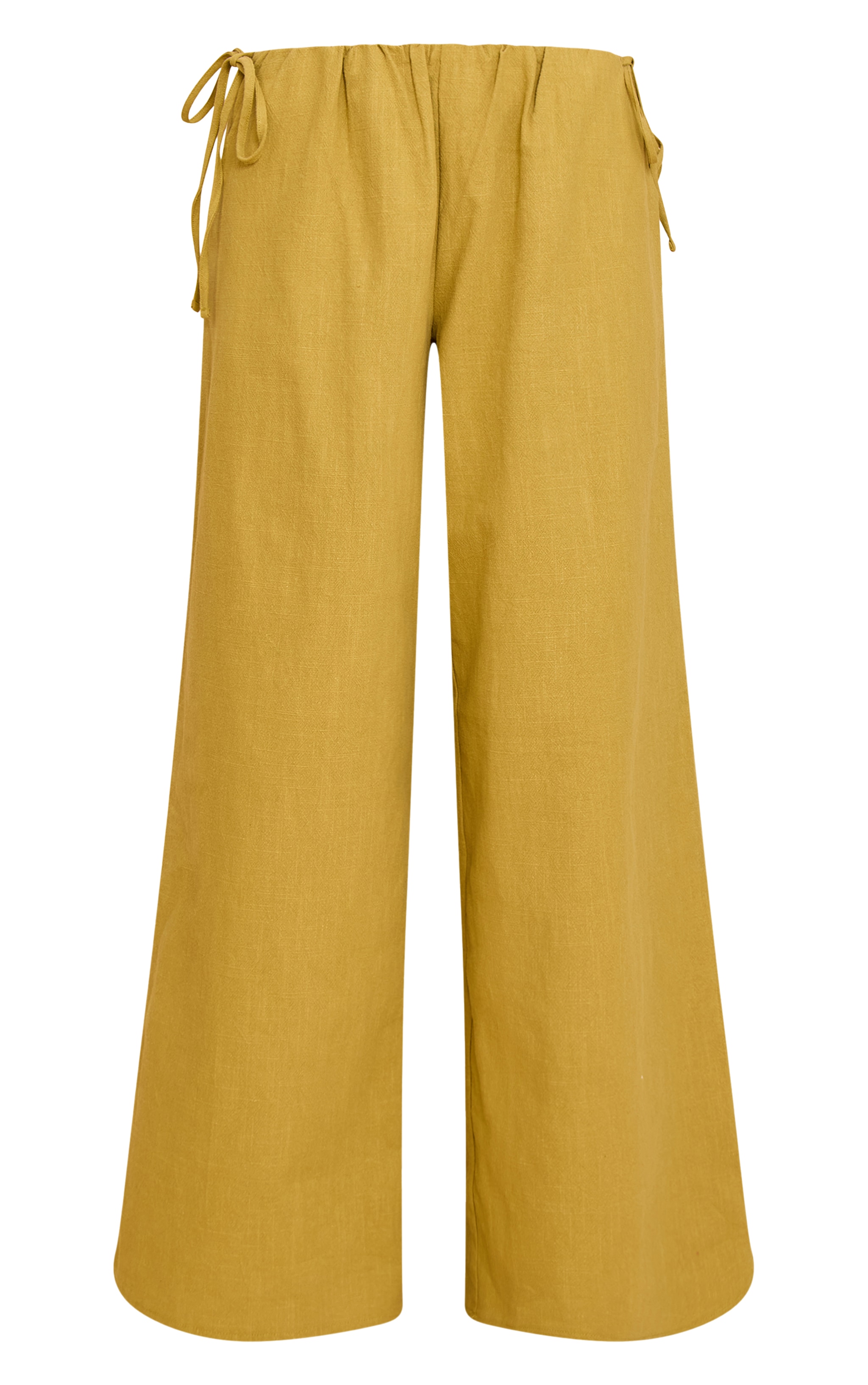 Olive Premium Linen Side Tie Detail Wide Leg Pants image 5