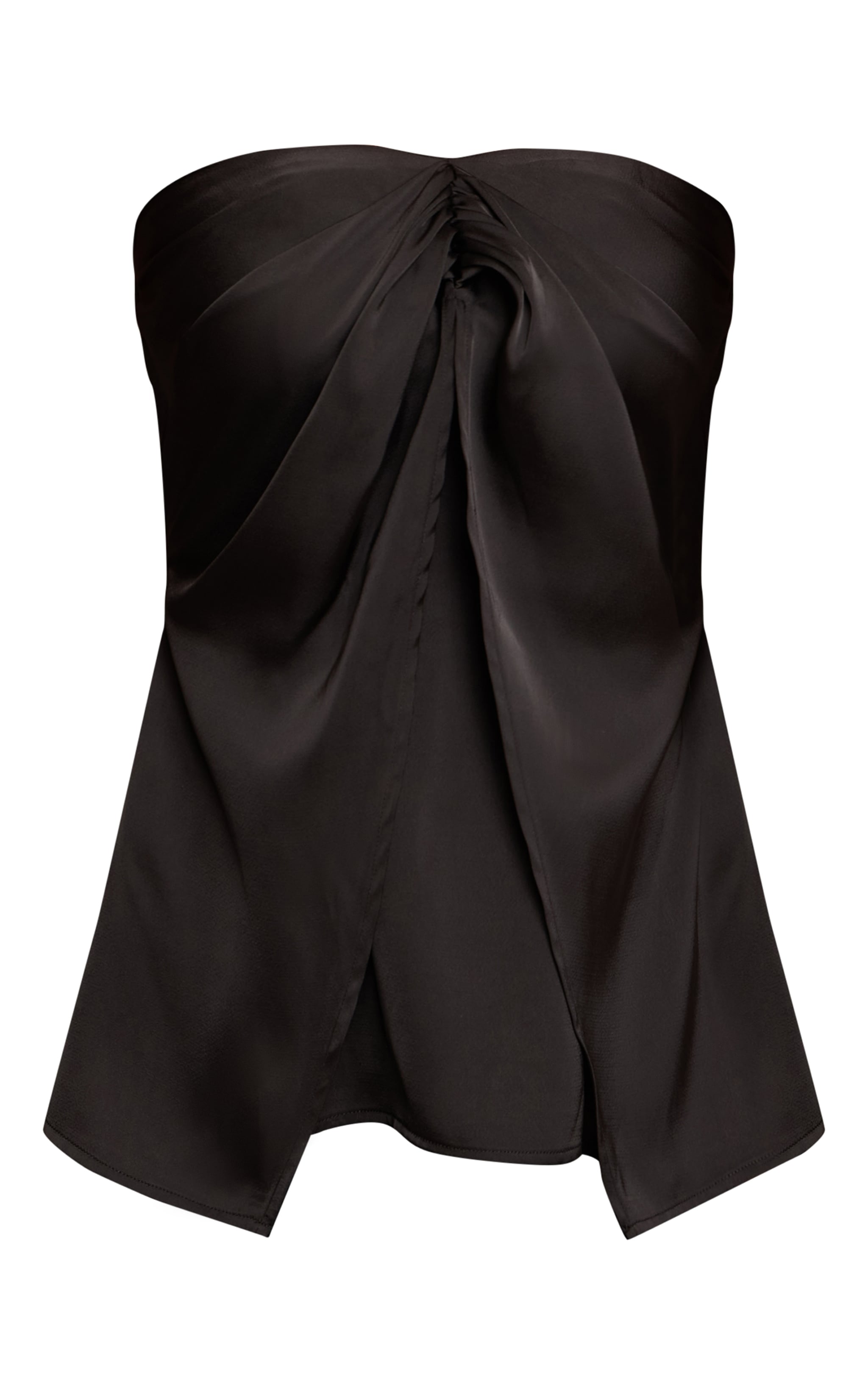 Black Satin Drape Bandeau Top  image 5