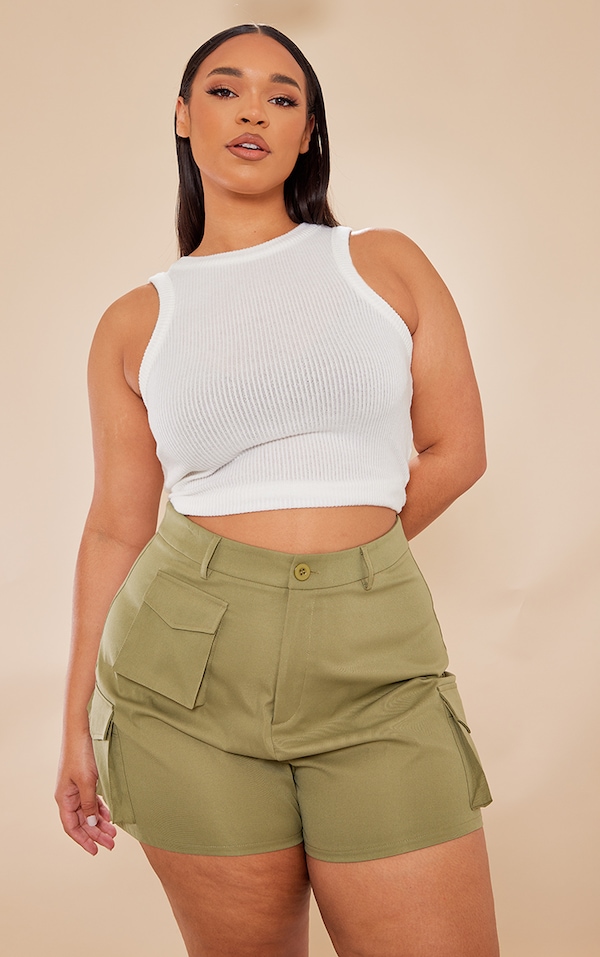 Plus Khaki Cargo Shorts Plus Size PrettyLittleThing AUS