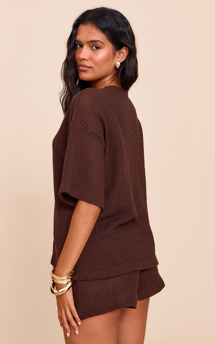 Chocolate Oversized Button Up Top image 2