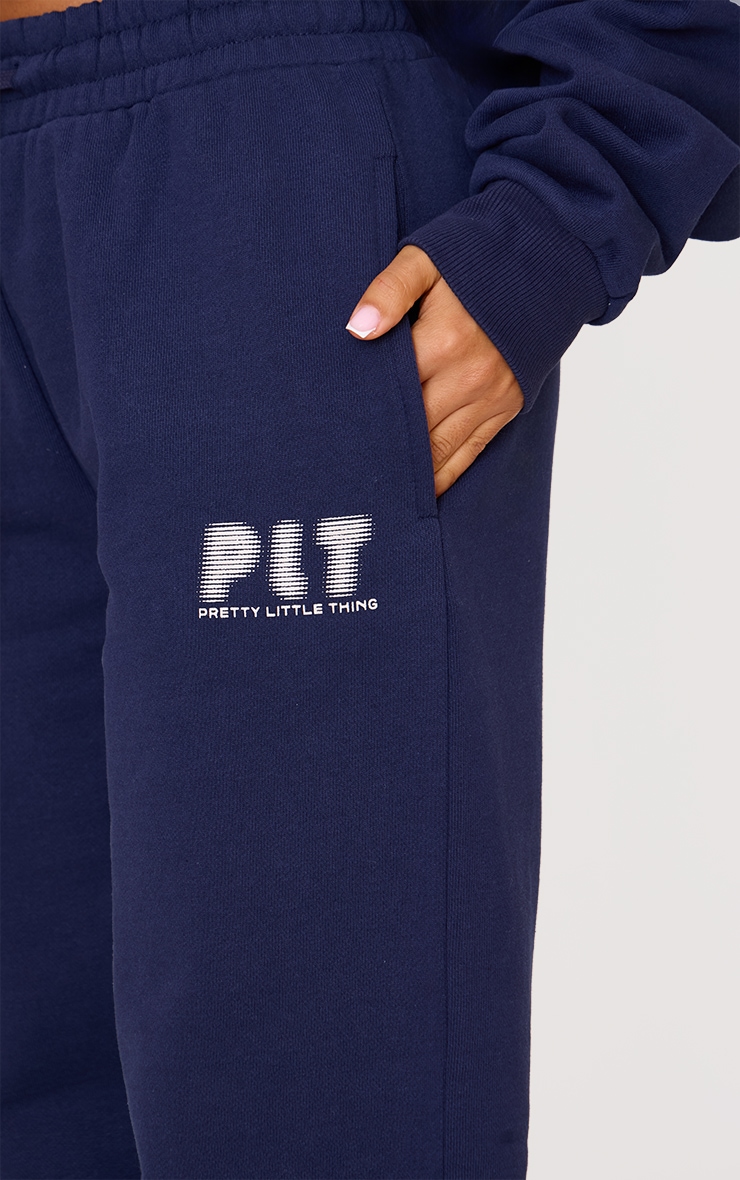 Petite Navy Printed Straight Leg Sweatpants image 4