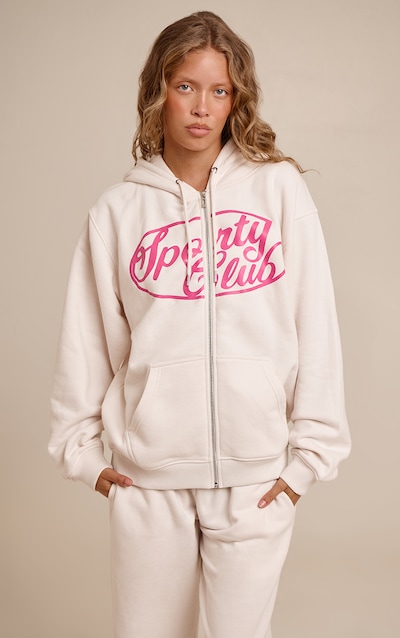 Cream Sports Club Cotton Fleece Full Zip Hoodie