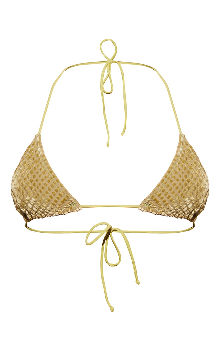 Olive Devore Triangle Bikini Top image 5