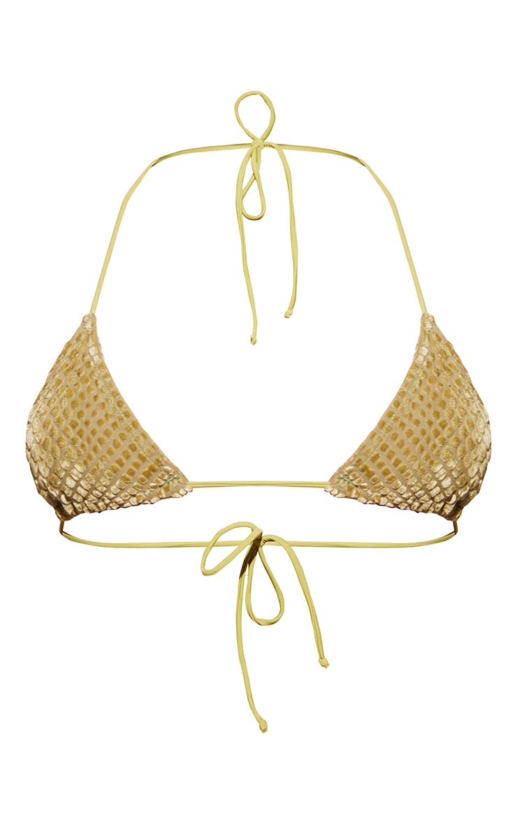 Olive Devore Triangle Bikini Top image 1