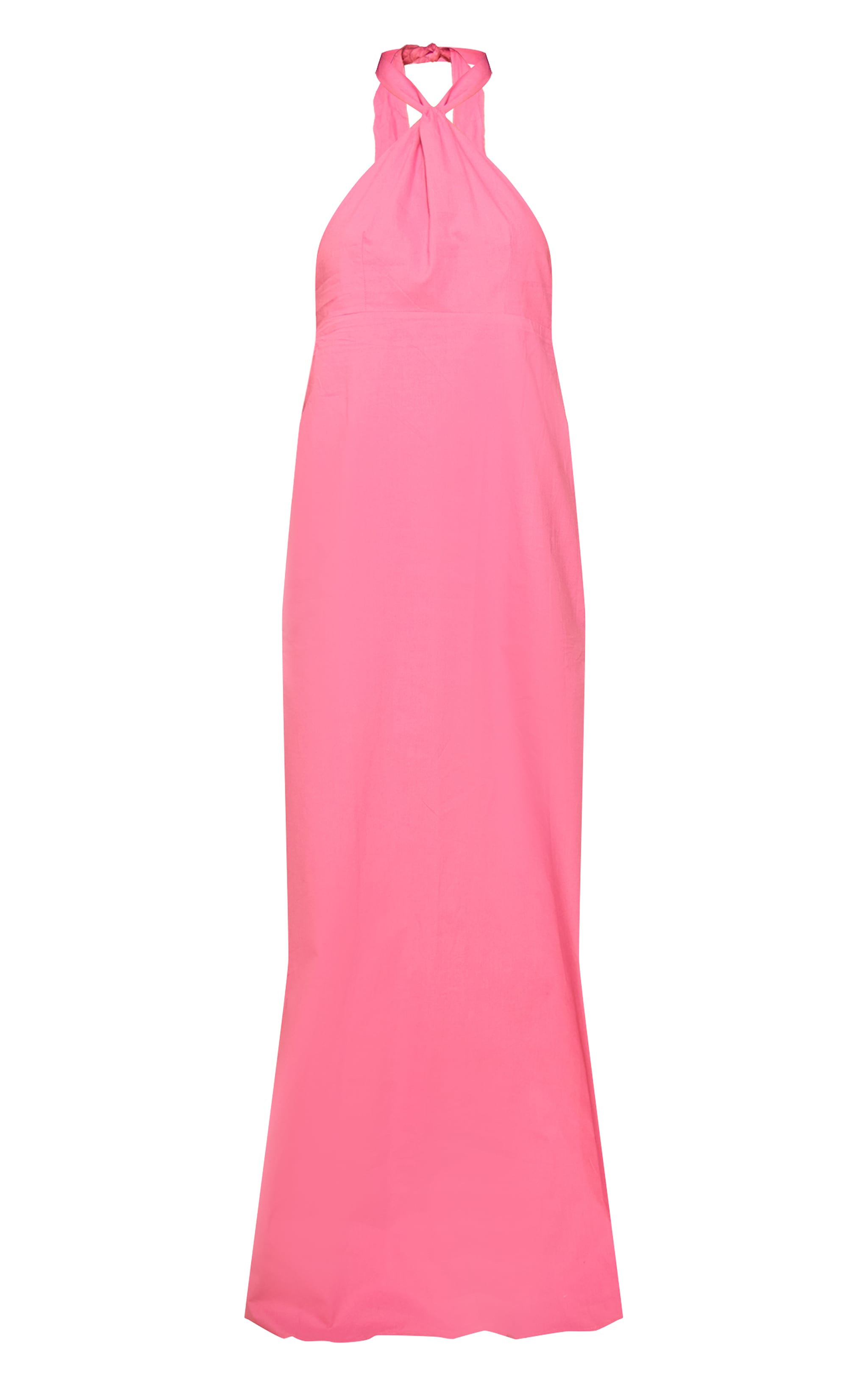 Fuchsia Linen Look Knot Halterneck Maxi Dress image 5