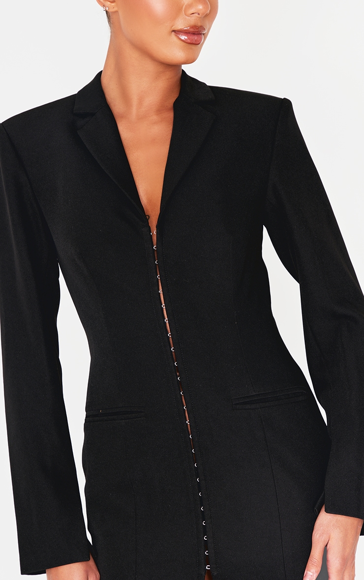 Black Hook And Eye Detail Blazer Dress image 4