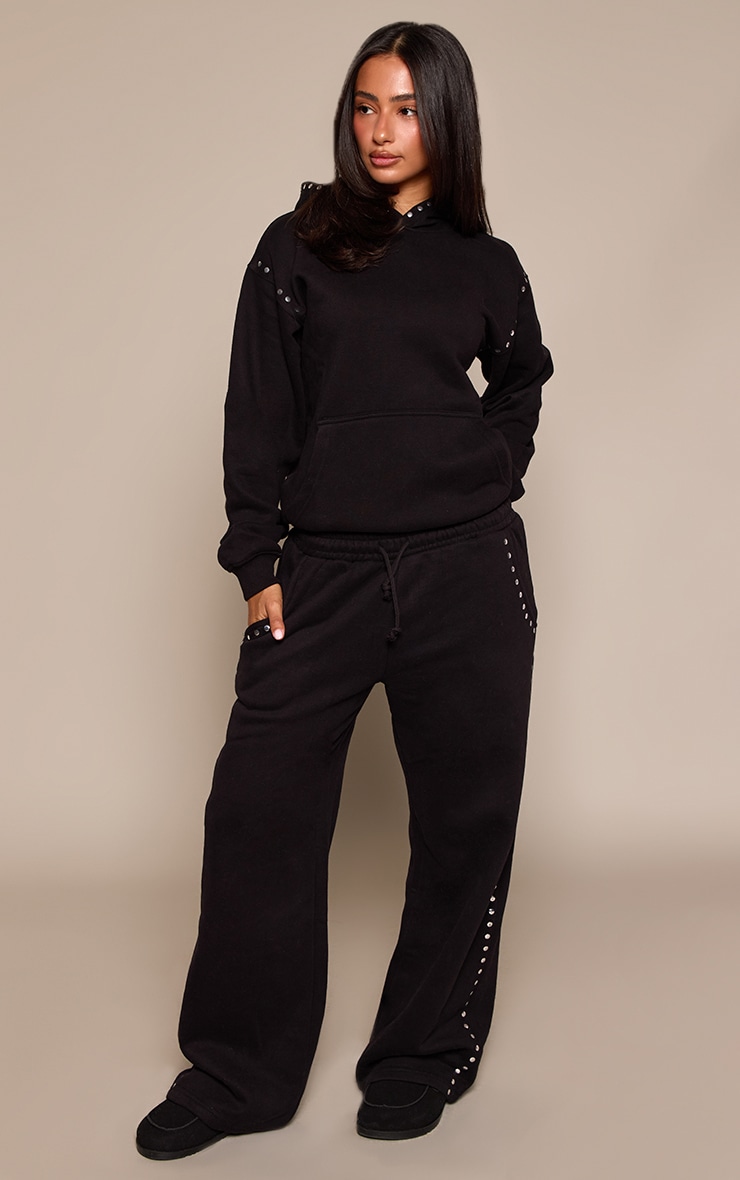Petite Black Stud Detail Hoodie image 3