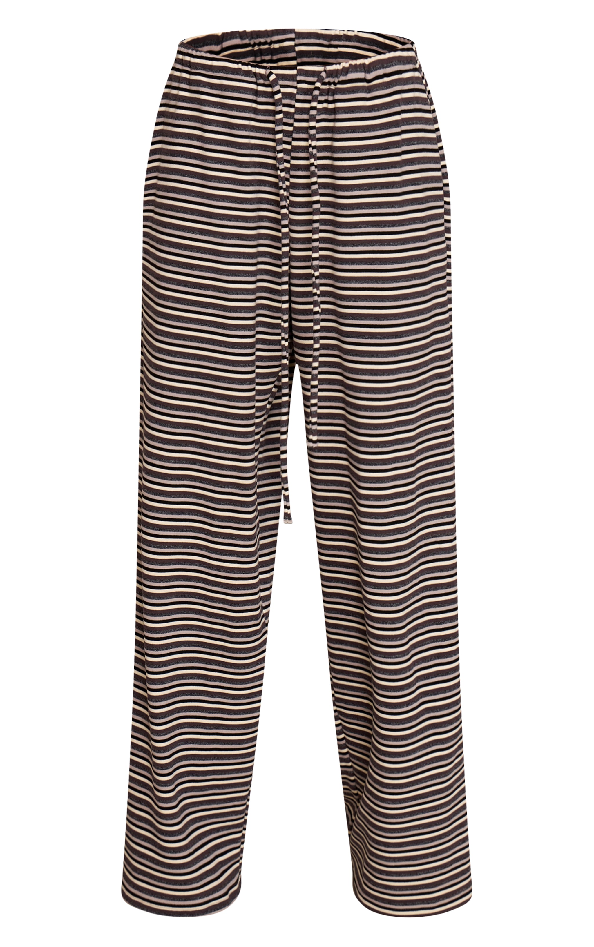 Grey Striped Soft Fleece Straight Leg Track Pants image 5