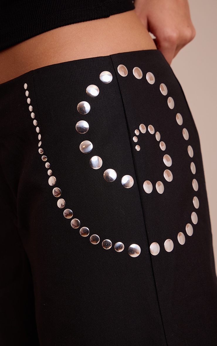 Black Studded Swirl Low Rise Pants  image 4